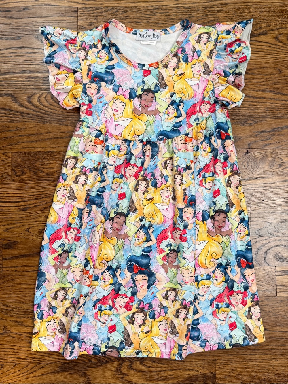 Willow Lane Girls Disney Princess Flutter-Sleeve Cotton Stretch Dress 5-6